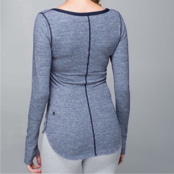 Lululemon Awesoma Henley Long Sleeve In Heathered Inkwell - Picture 12 of 13